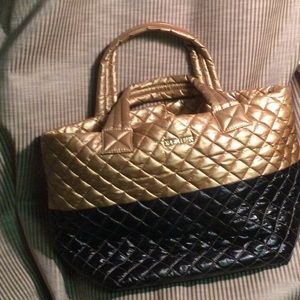 MZ Wallace quilted black and gold bag